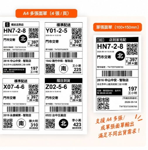 整合列印面單預覽